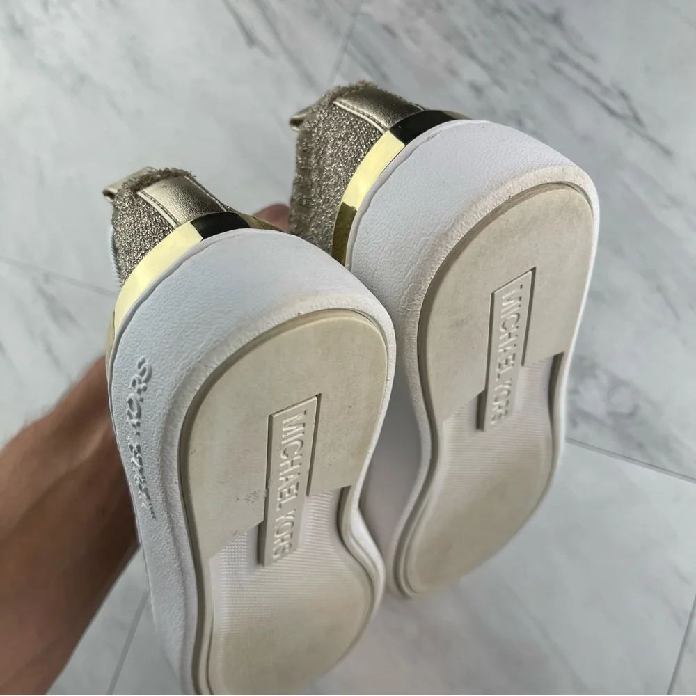 •Michael kors gold glitter slip on sneaker shoes women’s size 8.5_11